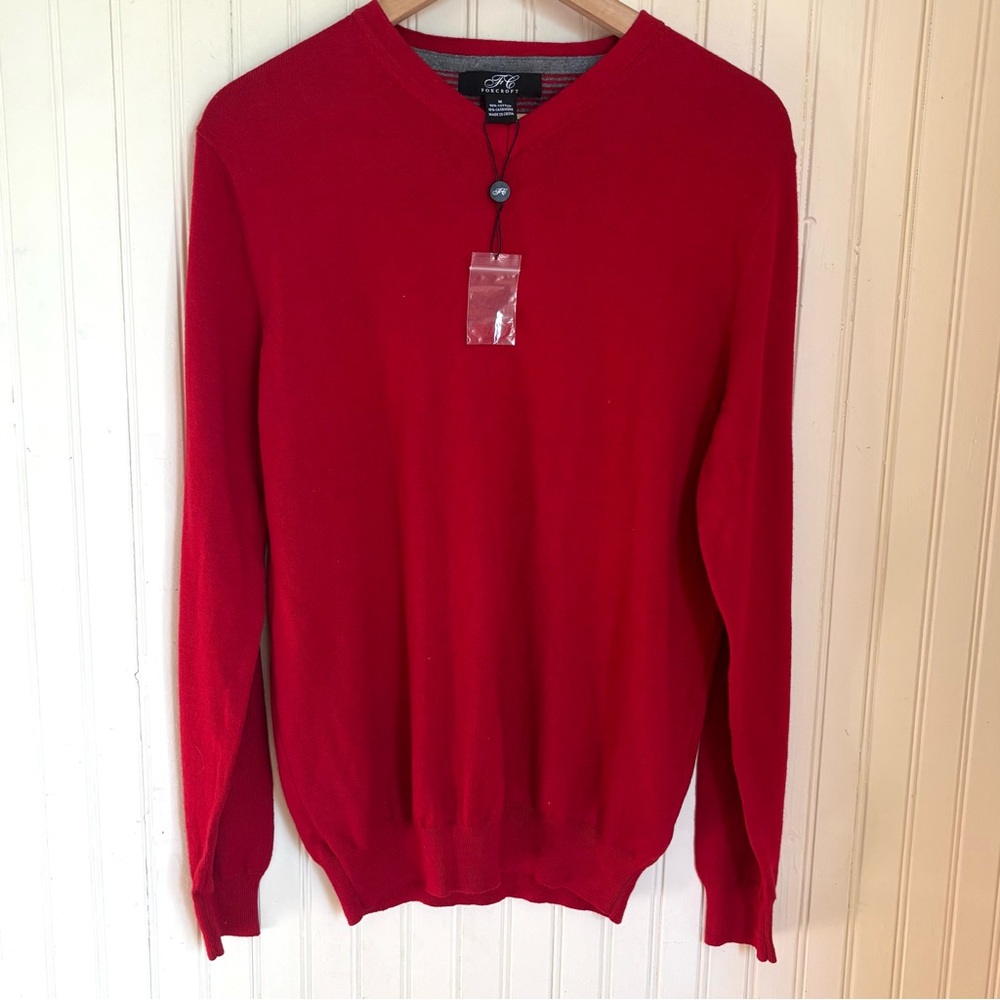 Foxcroft NWT Men’s M Cotton/Cashmere V-Neck Sweater